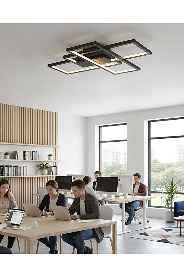 4158-1-19 Square 3'Lü Plafonyer Siyah - 2