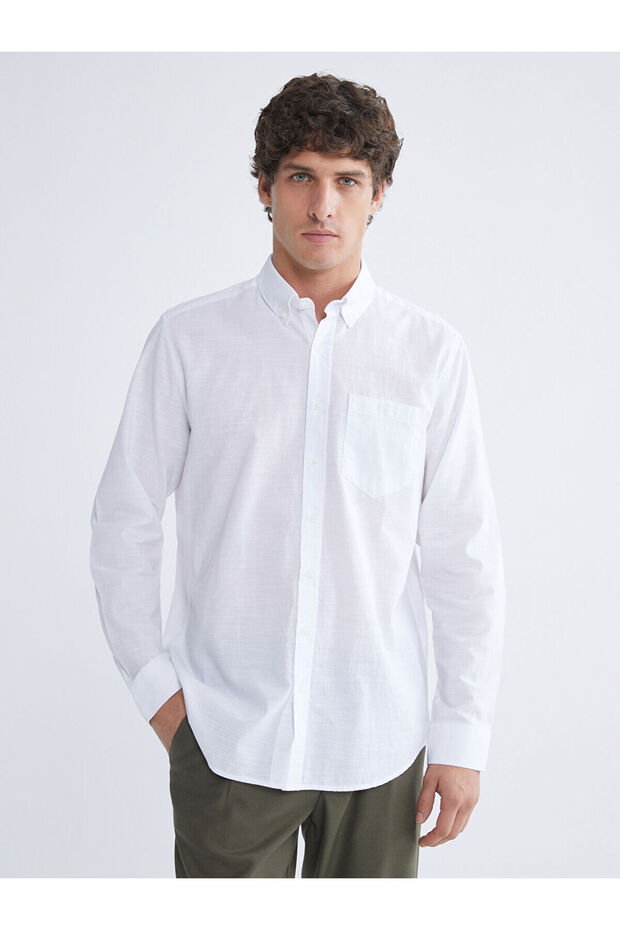 Lcwaikiki Classic White Regular Fit Long Sleeve Men's Shirt