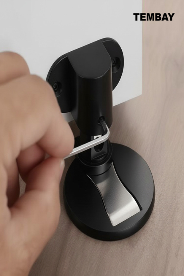 SİYAH Mıknatıslı Metal Kapı Stoperi Akılı Kapı Tamponu Yapışkanlı Kapı Stoperi Vidalı Kapı Stoperi - 4