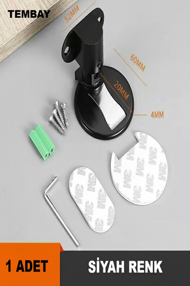 SİYAH Mıknatıslı Metal Kapı Stoperi Akılı Kapı Tamponu Yapışkanlı Kapı Stoperi Vidalı Kapı Stoperi - 3