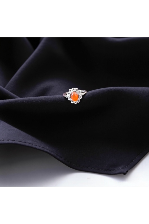 خاتم من حجر العقيق الطبيعي قابل للتعديل - 1