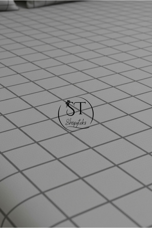 Square Patterned Double & King Size Fitted Sheet Set |   Cotton & Soft - 2