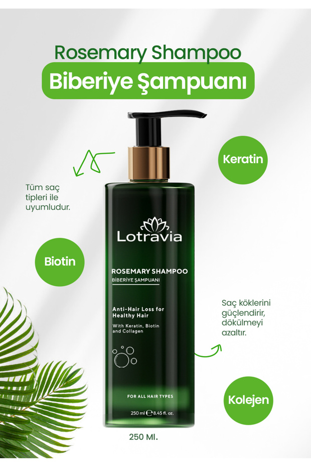 Rosemary Shampoo | Anti-Hair Loss | 250 ml with Biotin, Keratin and Collagen