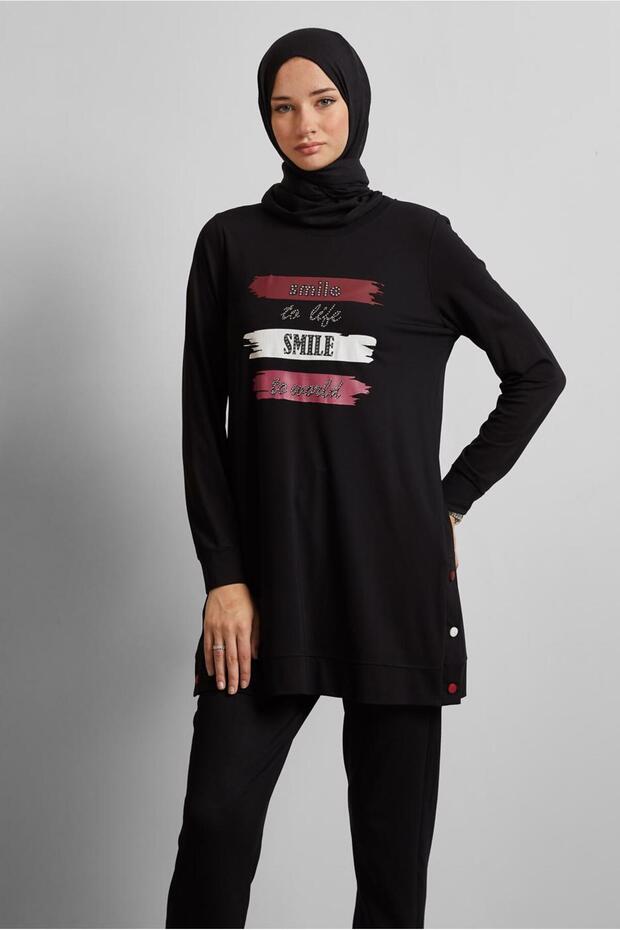 Text Printed Tracksuit Tunic 45603
