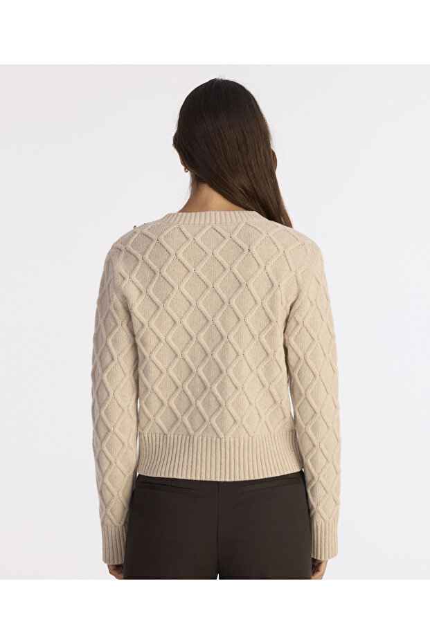 Regular Bisiklet Yaka Uzun Kol Hırka - 5