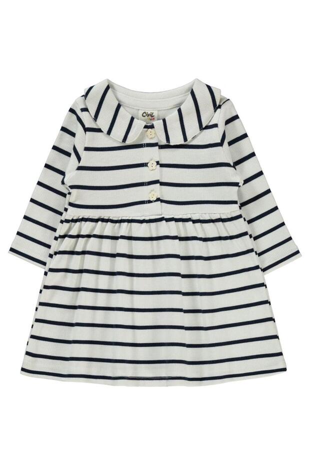 Striped 6-18 Months Dress - Navy Blue 9-12 Months