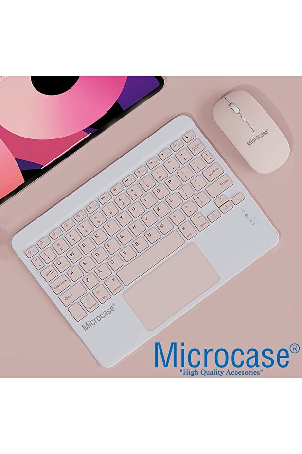 Tablet Ve Telefonlar Için Bluetooth Touchpad Klavye Ve Mouse Set - Pembe Al3560 - 2