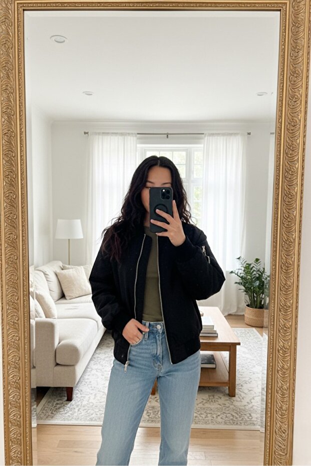 Oversize Zippered Bomber Jacket