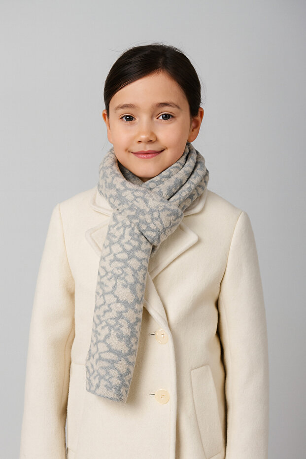 Leopard Patterned Children's Scarf (Age 5-10, 30X140Cm)