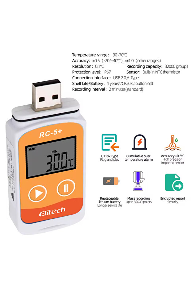 Orange Upgrade RC-5 USB Data Logger Datalogger Recorder RC-5+ PDF Temperature Data Logger Upgrade f - 4