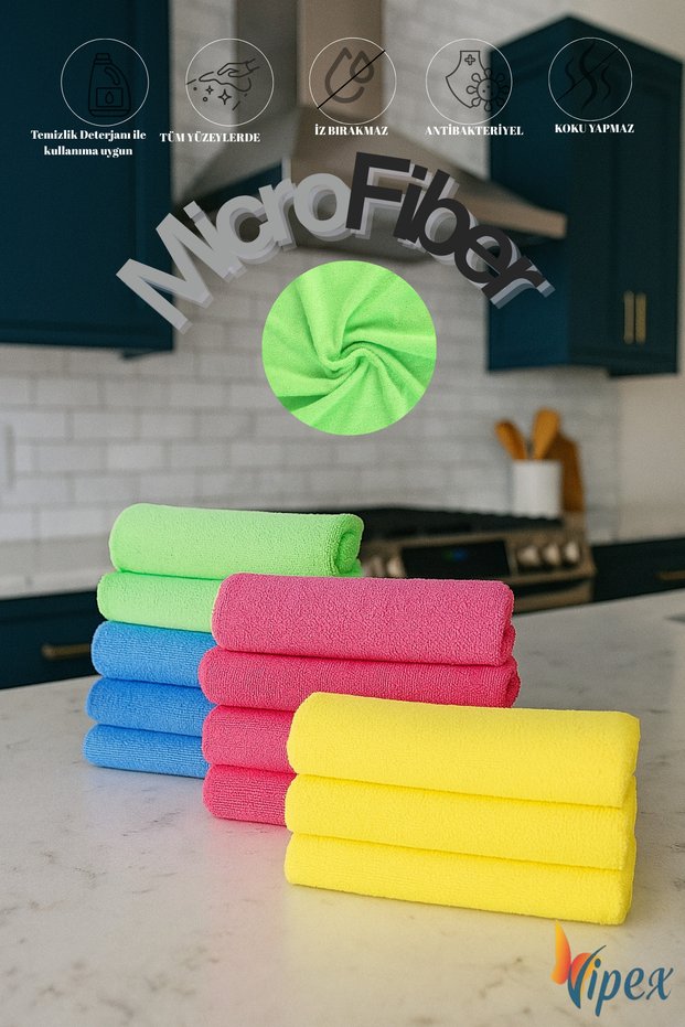 10 Pieces of 40X40 Ultra Absorbent 160 Gsm Microfiber Cleaning Cloth