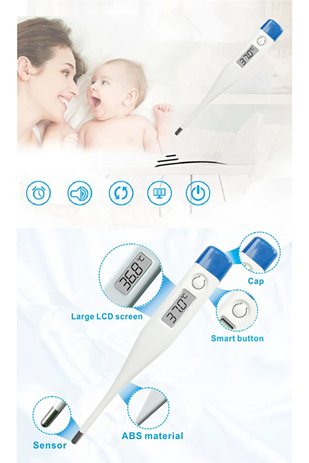 Deep Blue 1 PC Digital Thermometer Good Quality Clinical Oral Underarm Rectal Test Baby Adult Fever - 3