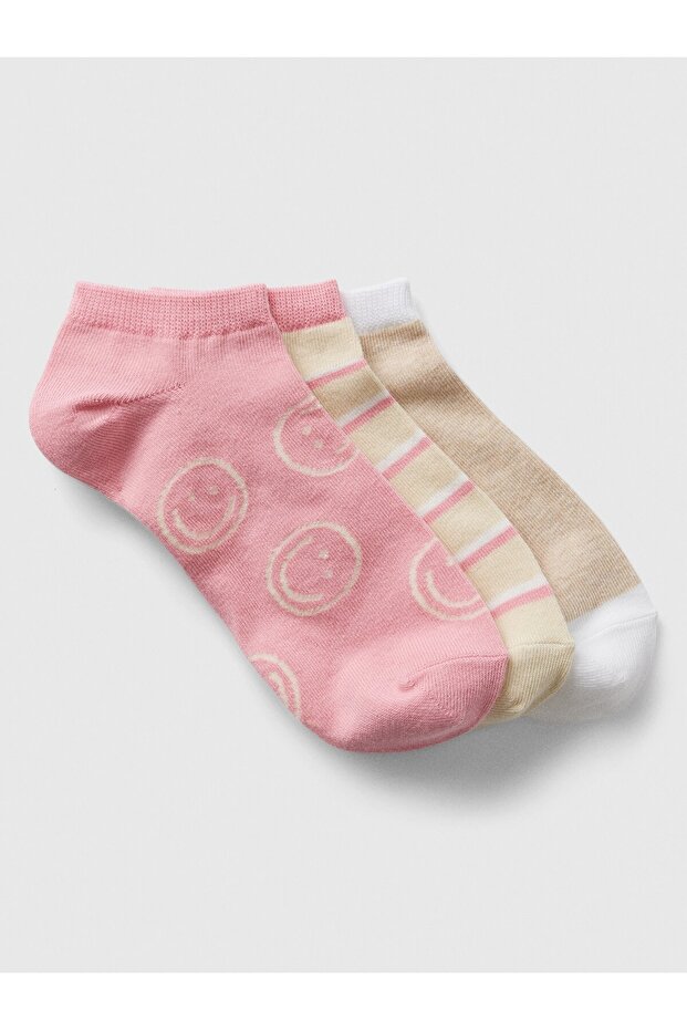 Kadın Pembe Bilekte 3'lü Çorap Seti - 1