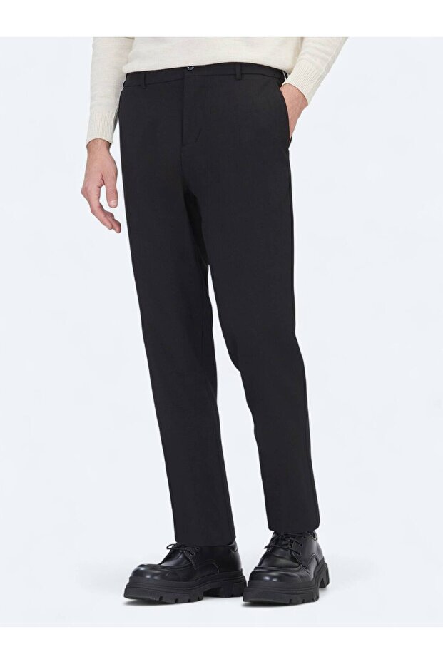 Siyah Dokuma Jogging Fit Casual Pantolon - 3