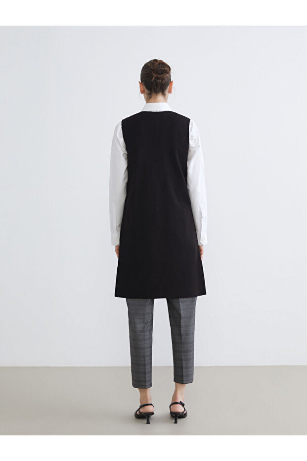 Bisiklet Yaka Kadın Triko Yelek - 4