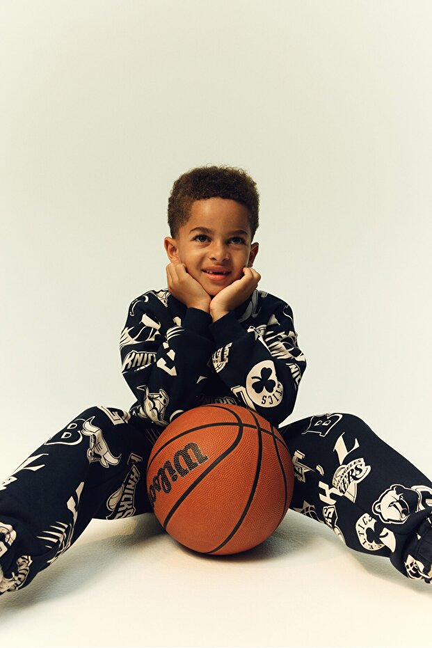 2 Parçalı Baskılı Sweatshirt ve Jogger Pantolon - 1