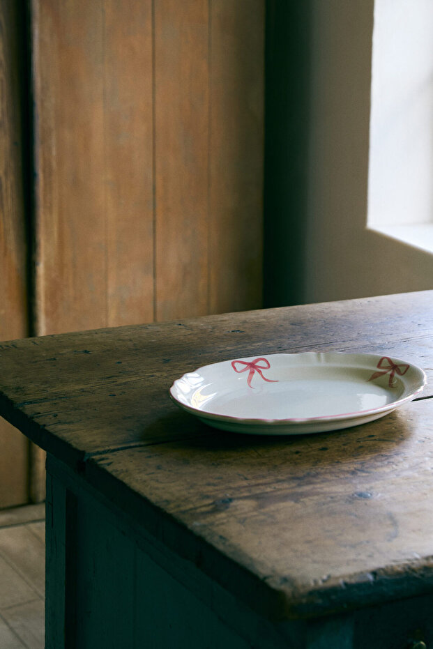 Elde Boyanmış Stoneware Servis Tabağı - 1