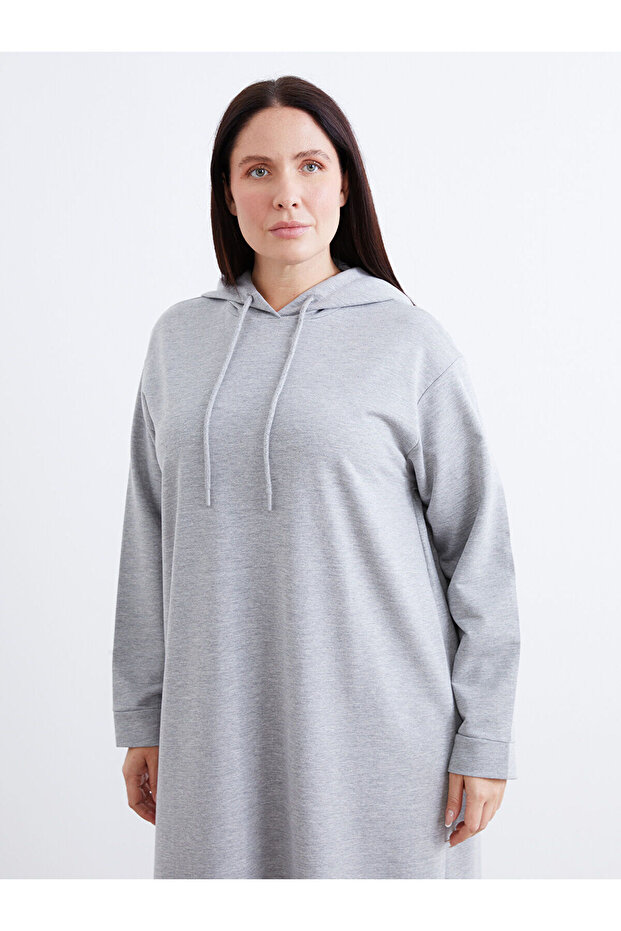Kapüşonlu Sweatshirt Elbise - 6
