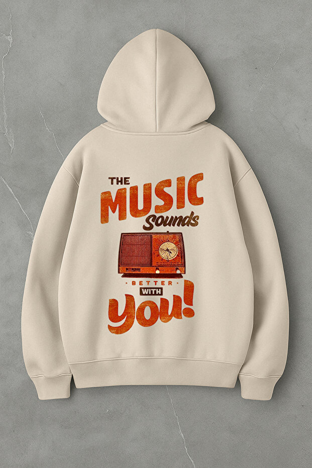 سويت شيرت كبير الحجم مطبوع عليه The Music Sounds