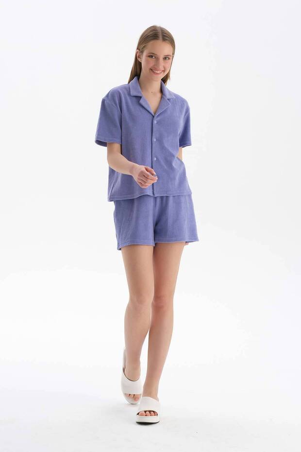 Lila Havlu Şort - 1