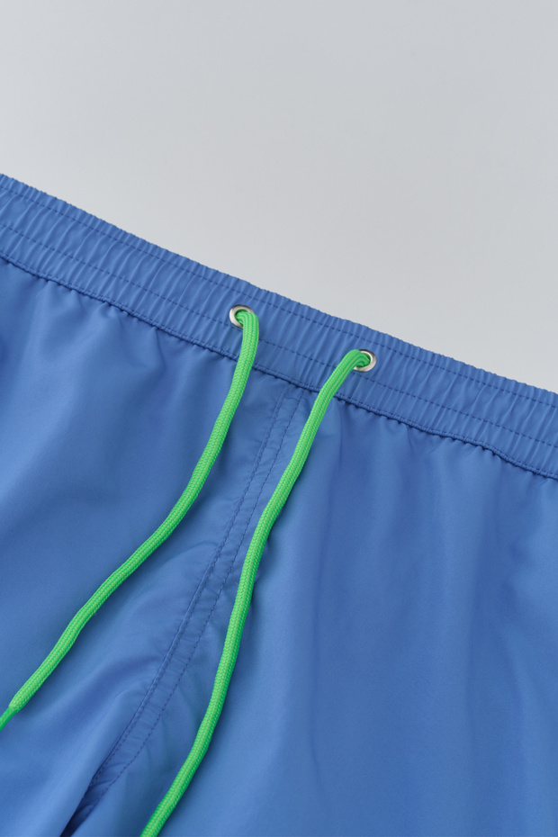 Mavi - Mint Yesili Micro Orta Düz Deniz Şortu - 6