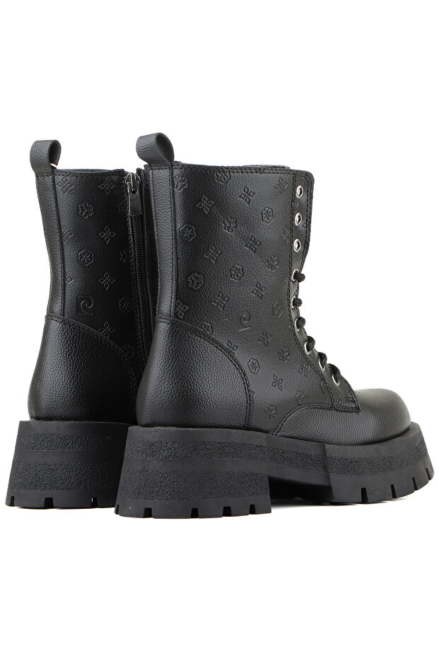 52446 Yüksek Tabanlı Fermuarlı Uzun Kadın Bot Siyah - 5