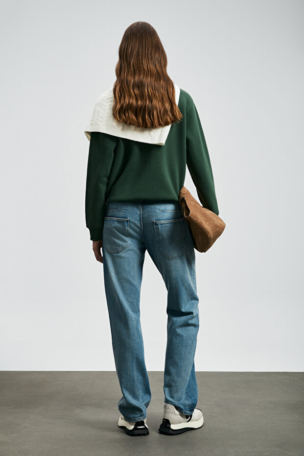 Dıamond Kadın Örme Sweatshırt Yeşil - 6