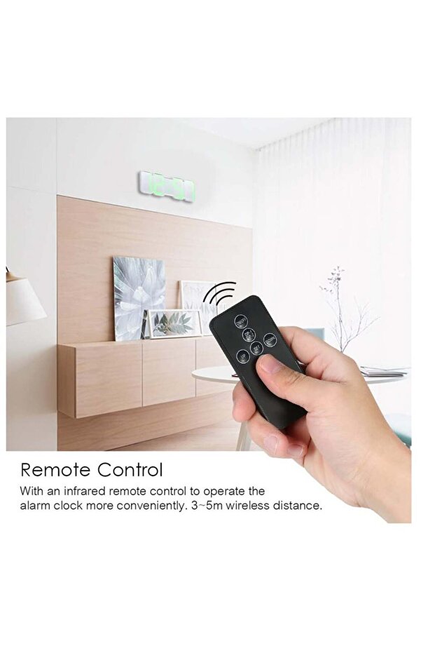 ساعة حائط لسطح المكتب، ساعة منبه رقمية لاسلكية ثلاثية الأبعاد تعمل عن بعد RGB LED تعمل عبر USB للوقت/درجة الحرارة/التاريخ - 6