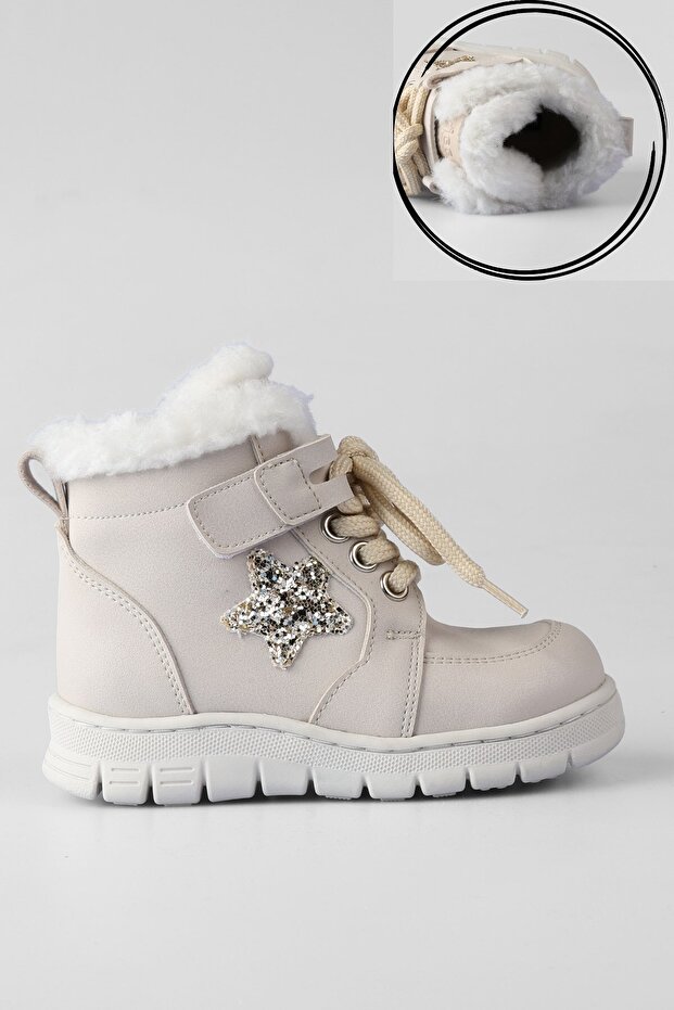 Size 22-36 Velcro Fastener Fur Lined Non-Slip Sole Winter Girls' Boots