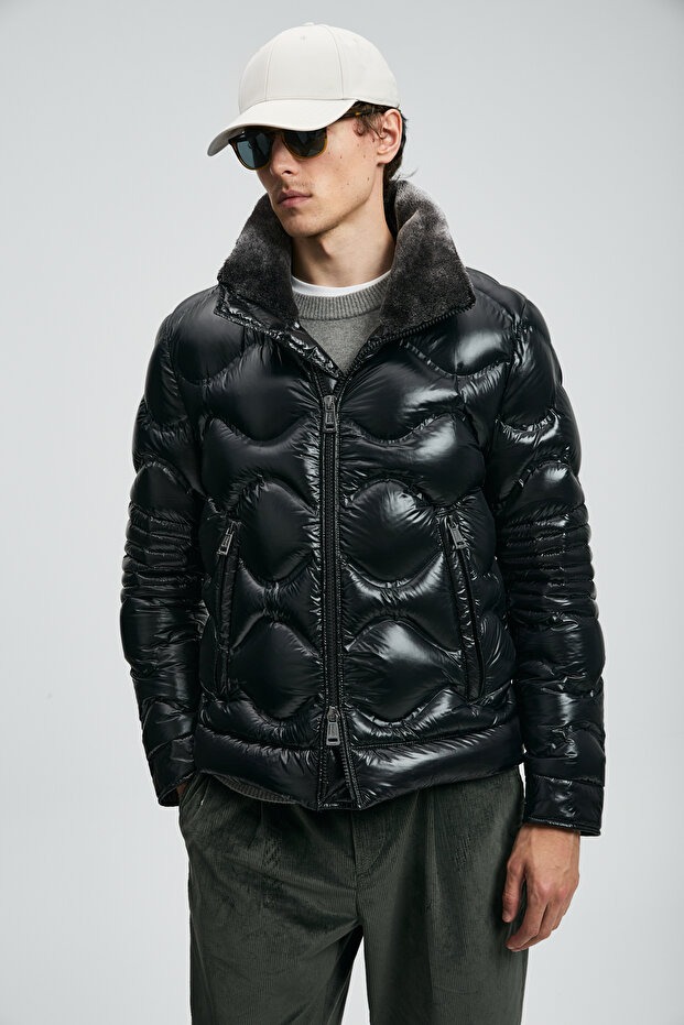 Roy Kaz Tüyü Erkek Mont Siyah - 4