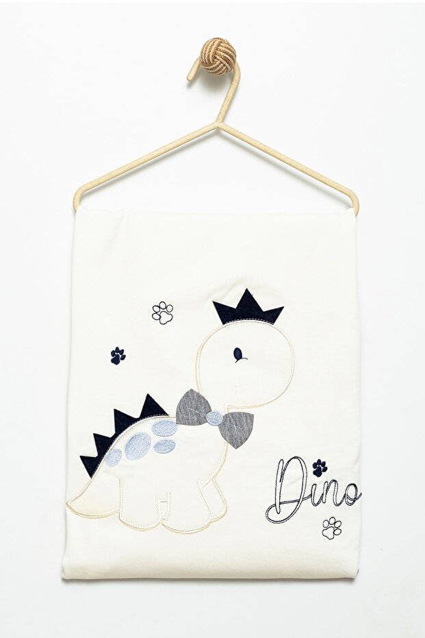 Unisex Baby Dino Embroidered 90x80 Cm Double Layer Cotton Combed Baby Blanket
