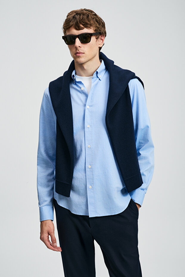 Danıel Erkek Basic Gömlek Regular Fit Açık Mavi - 4