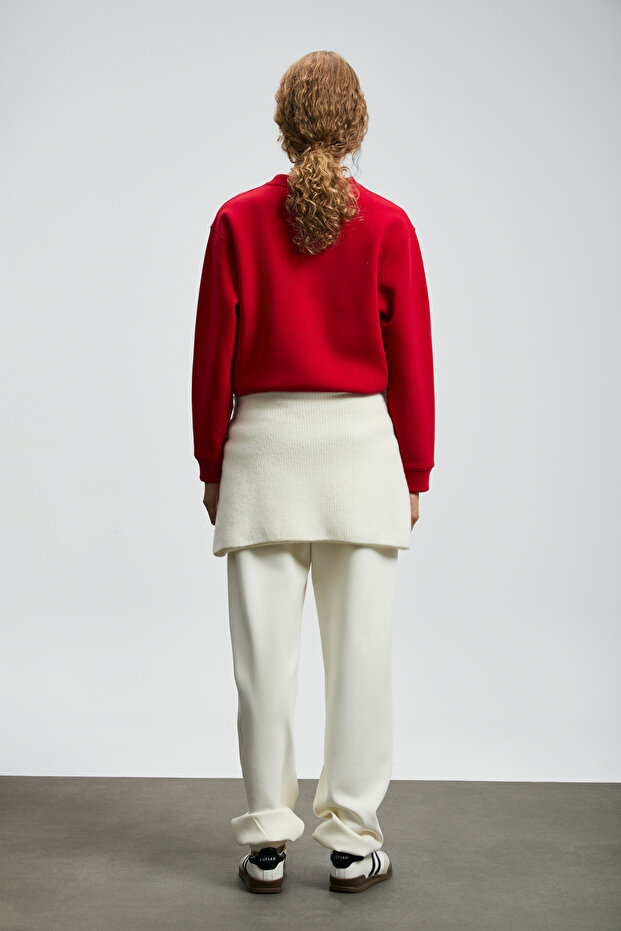 Merry Kadın Örme Sweatshırt Kırmızı - 6