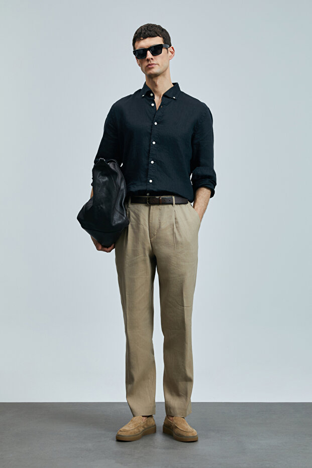 Tom Smart Erkek Chino Pantolon Slim Fit Deve Tüyü - 2