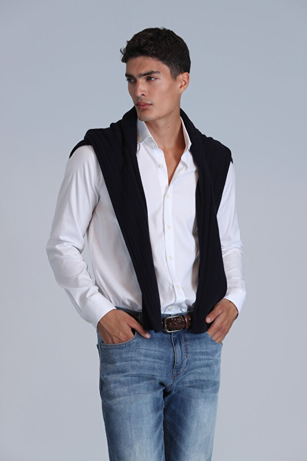 Danıel Erkek Basic Gömlek Slim Fit Beyaz - 3