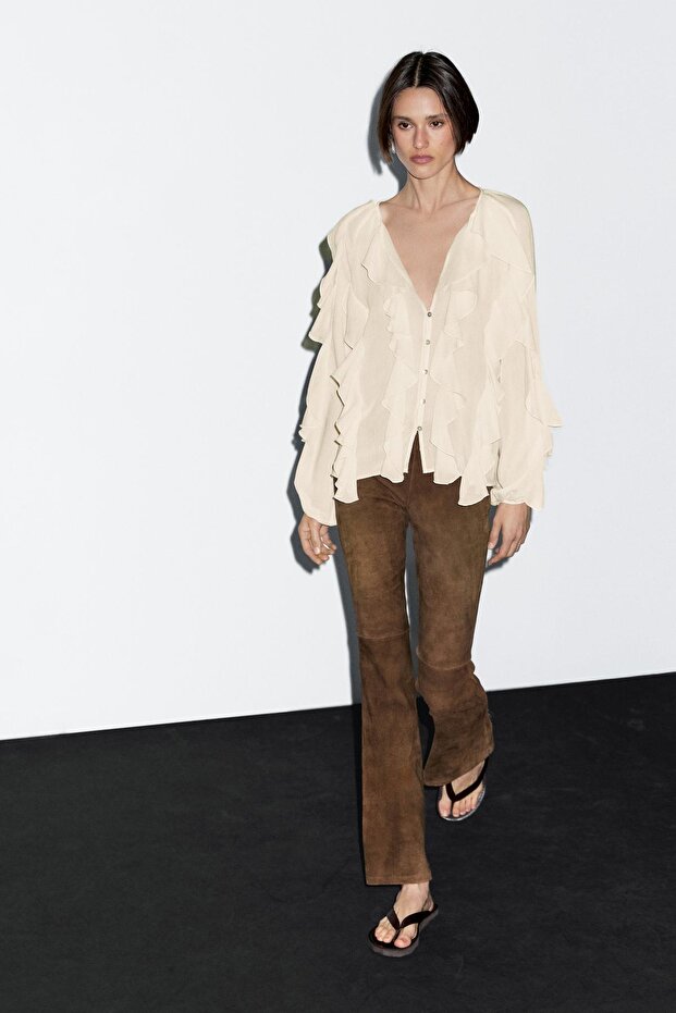 Fırfırlı dökümlü bluz - 2