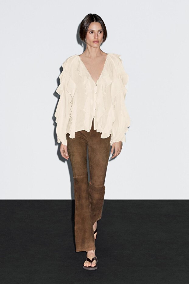 Fırfırlı dökümlü bluz - 3