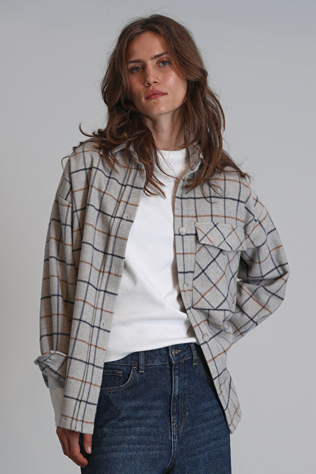 Nelson Kadın Gömlek Regular Fit Gri - 3