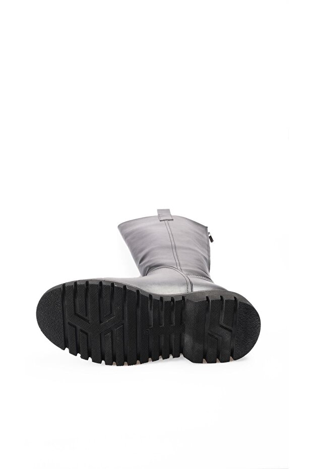 Czarne skórzane buty damskie z podszewką z futerkiem i zamkiem z tyłu - 7