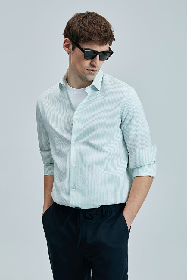 Charles Erkek Basic Gömlek Regular Fit Yeşil - 2