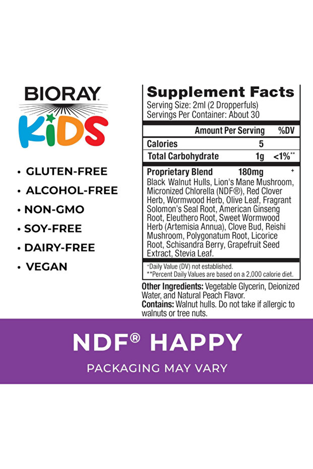 Kids NDF Happy, Peach - 2 fl oz - Removes Unwanted Organisms That Can Trigger Irritability (60 ml) - 5