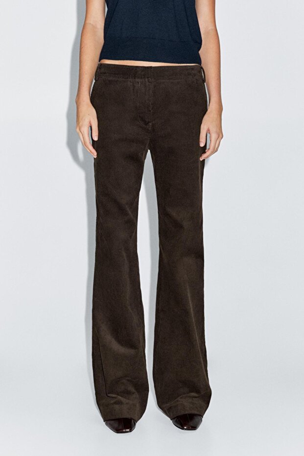 İspanyol paça fitilli kadife pantolon - 3
