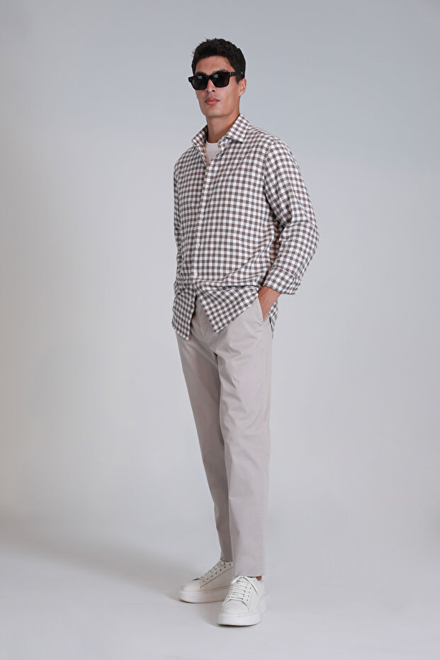 Madrid Erkek Basic Gömlek Slim Fit Deve Tüyü - 4