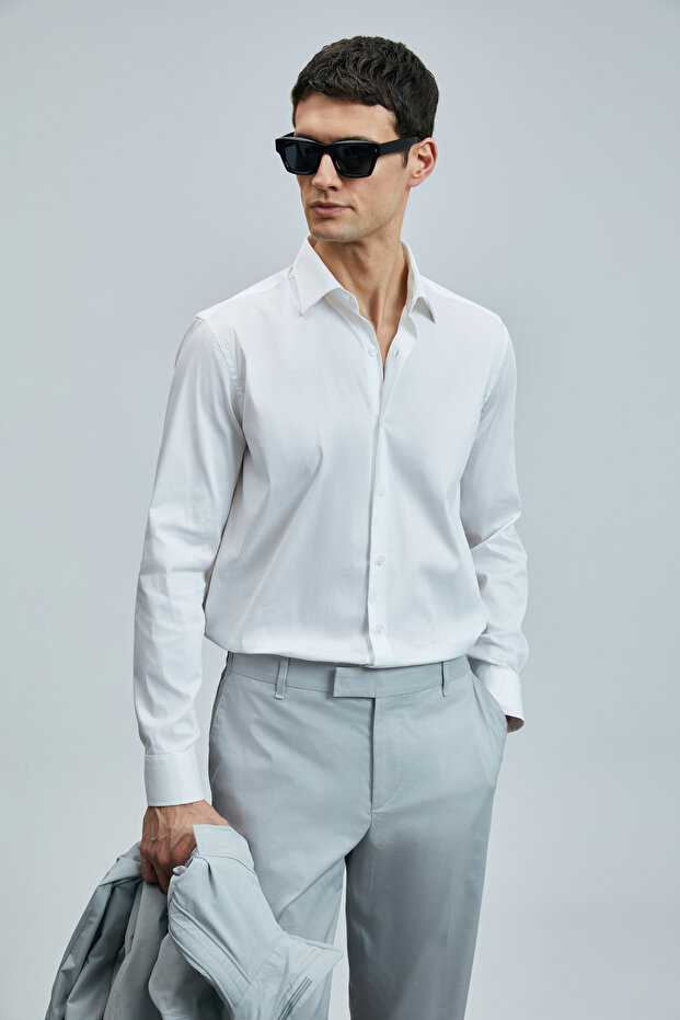 Farem Erkek Basic Gömlek Regular Fit Beyaz - 5