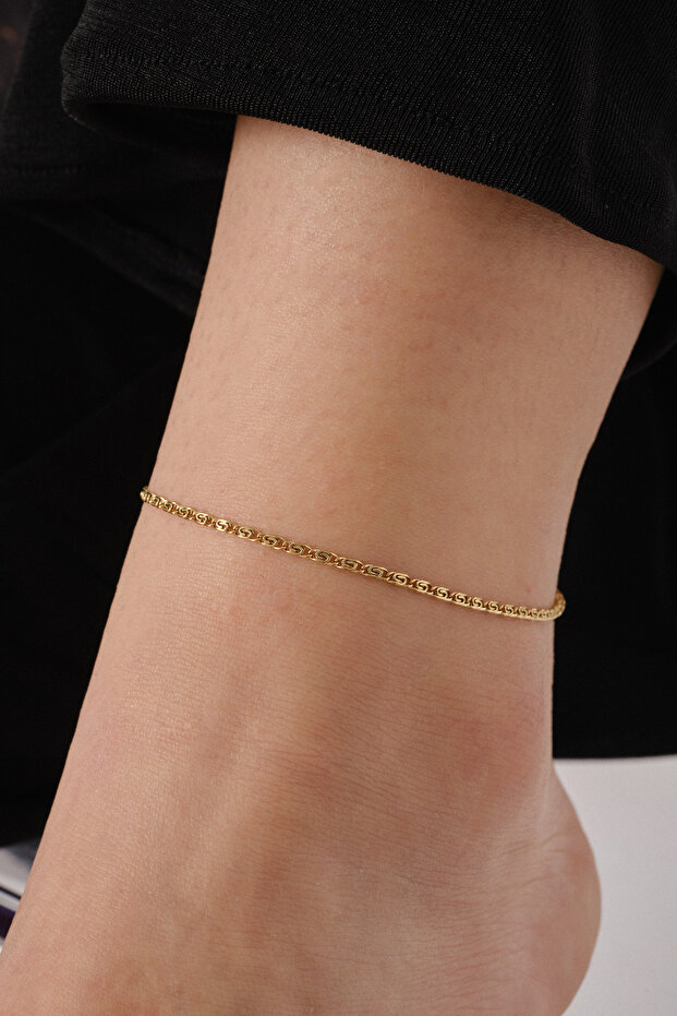 Steel Thin Paperclip Model Chain Anklet Minimal Chain Snail Non-Tarnish 2mm 22+4cm