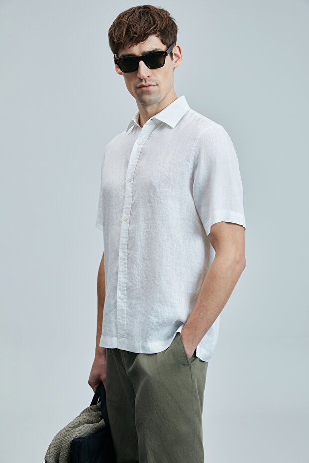 Bert Erkek Basic Gömlek Comfort Fit Beyaz - 5