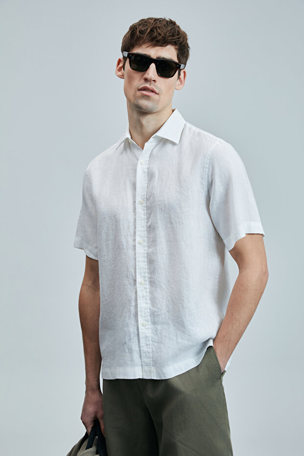 Bert Erkek Basic Gömlek Comfort Fit Beyaz - 3