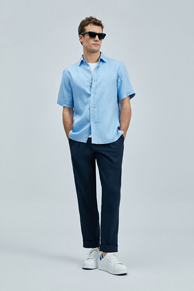 Bert Erkek Basic Gömlek Comfort Fit Mavi - 1