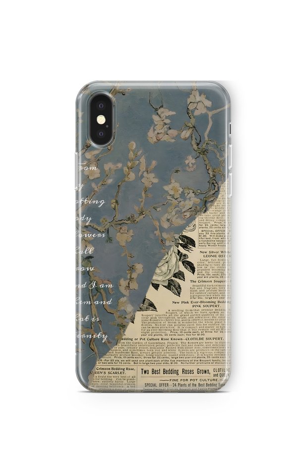 iPhone XS Max Compatible Vintage Newspaper Collage Pattern Transparent Phone Case