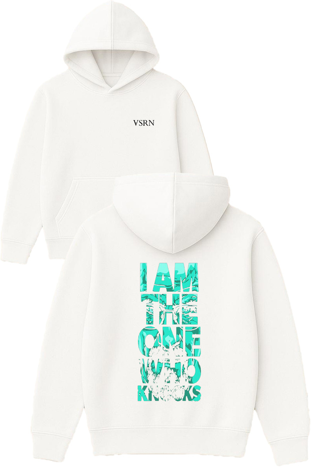 I Am One Who Design Printed Oversized White Hooded Sweatshirt